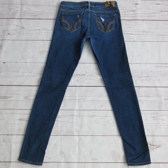 Hollister Distressed Skinny Straight Leg Low Rise Denim Jeans - Size 5R - Picture 2 of 6